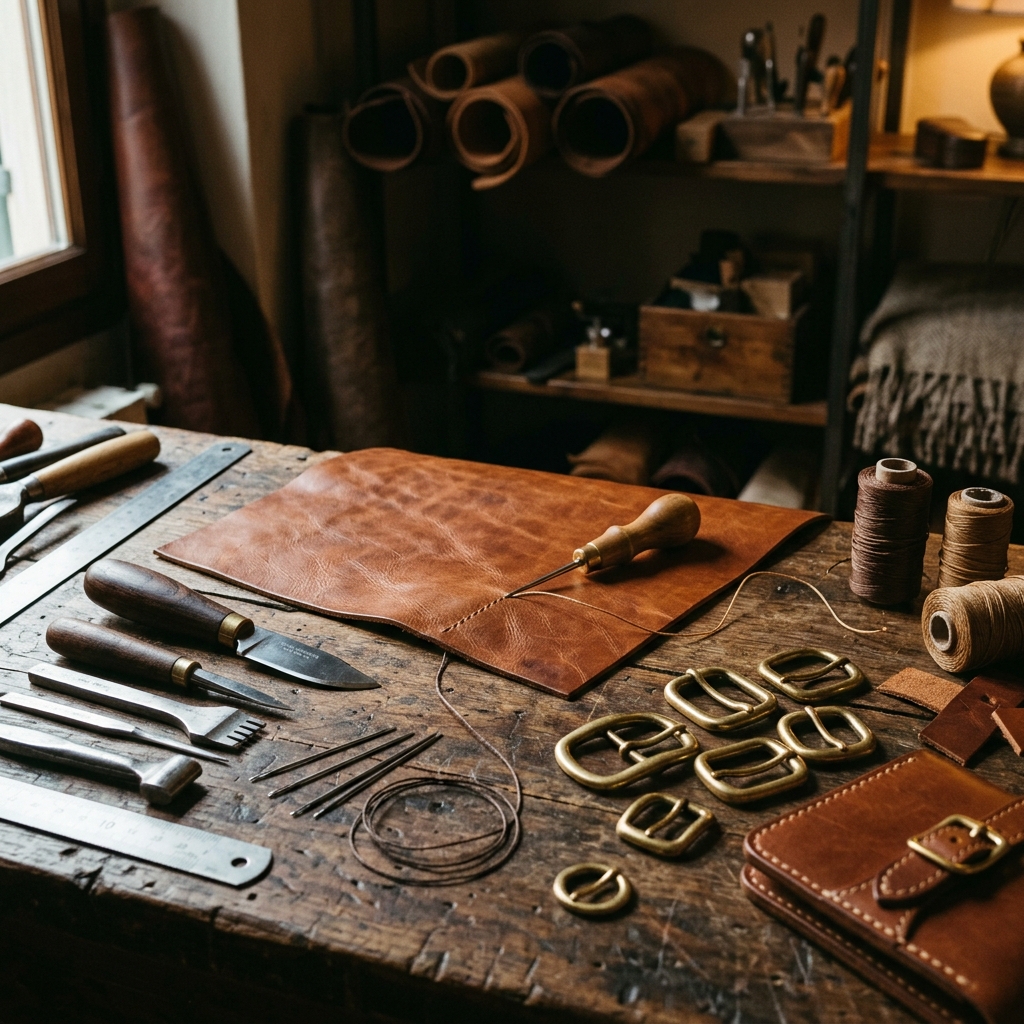 Silver Stone leather crafting workshop workbench